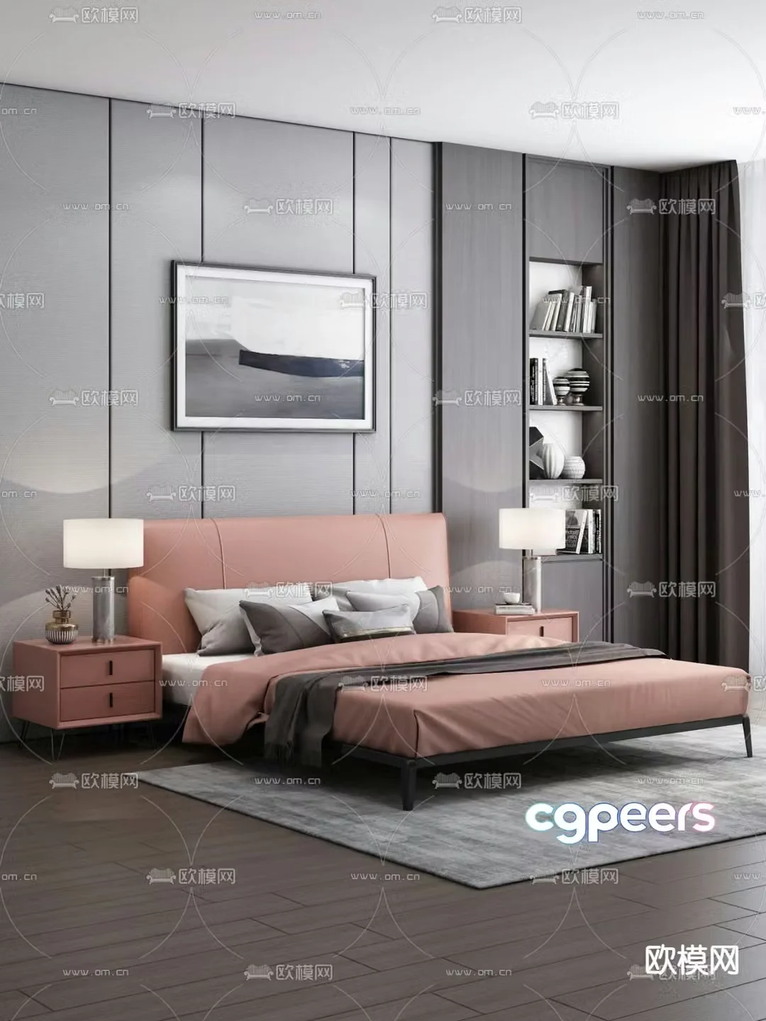 Modern double bed 3d model