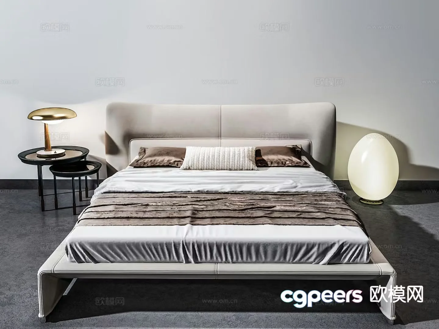 Modern double bed 3d model
