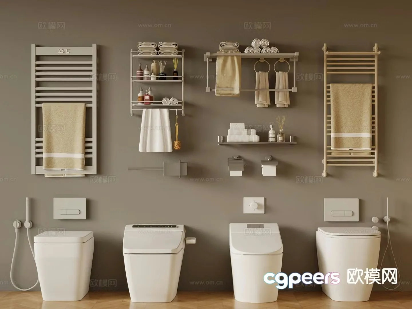 Modern bathroom supplies toilet towel rack 3d model