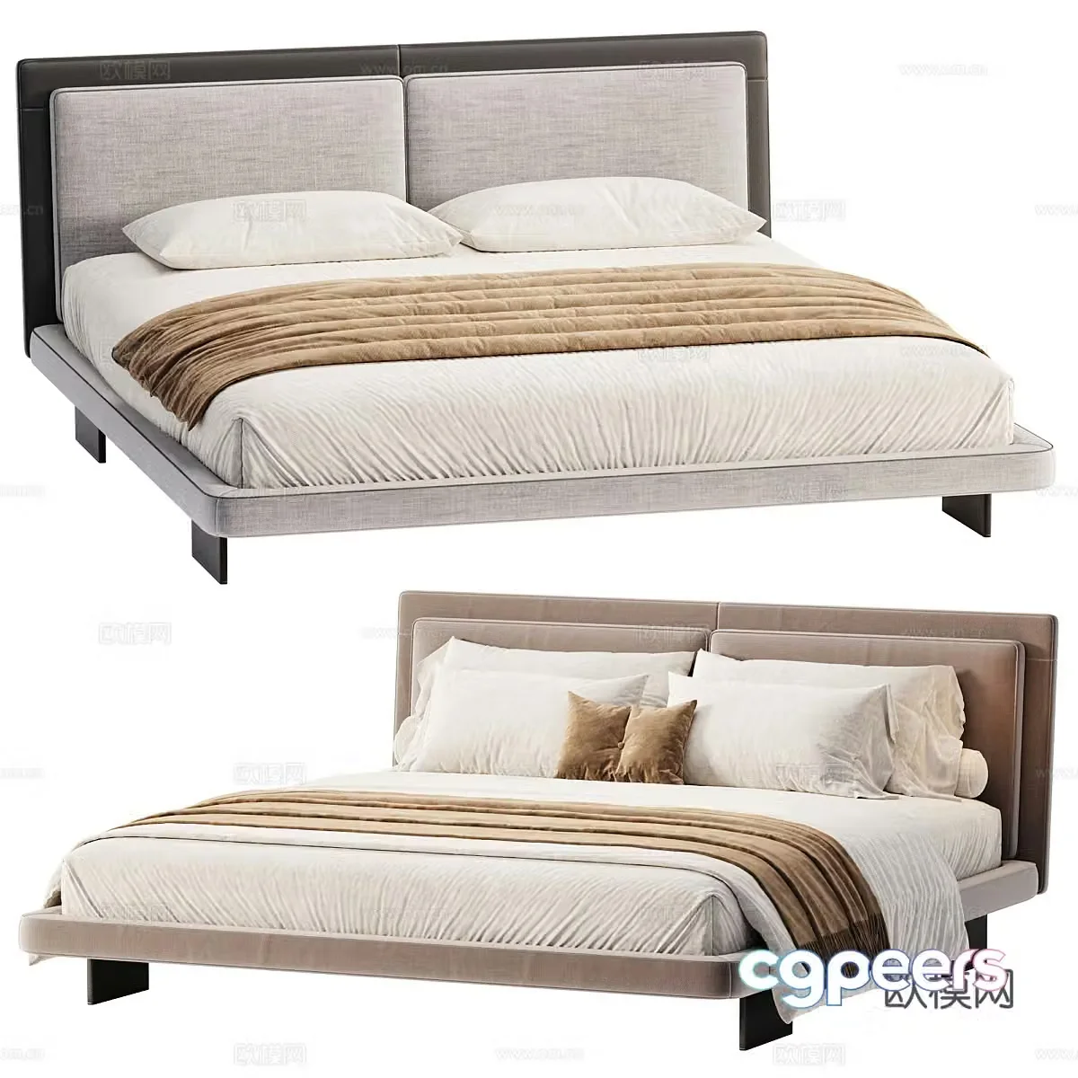 Modern double bed 3d model