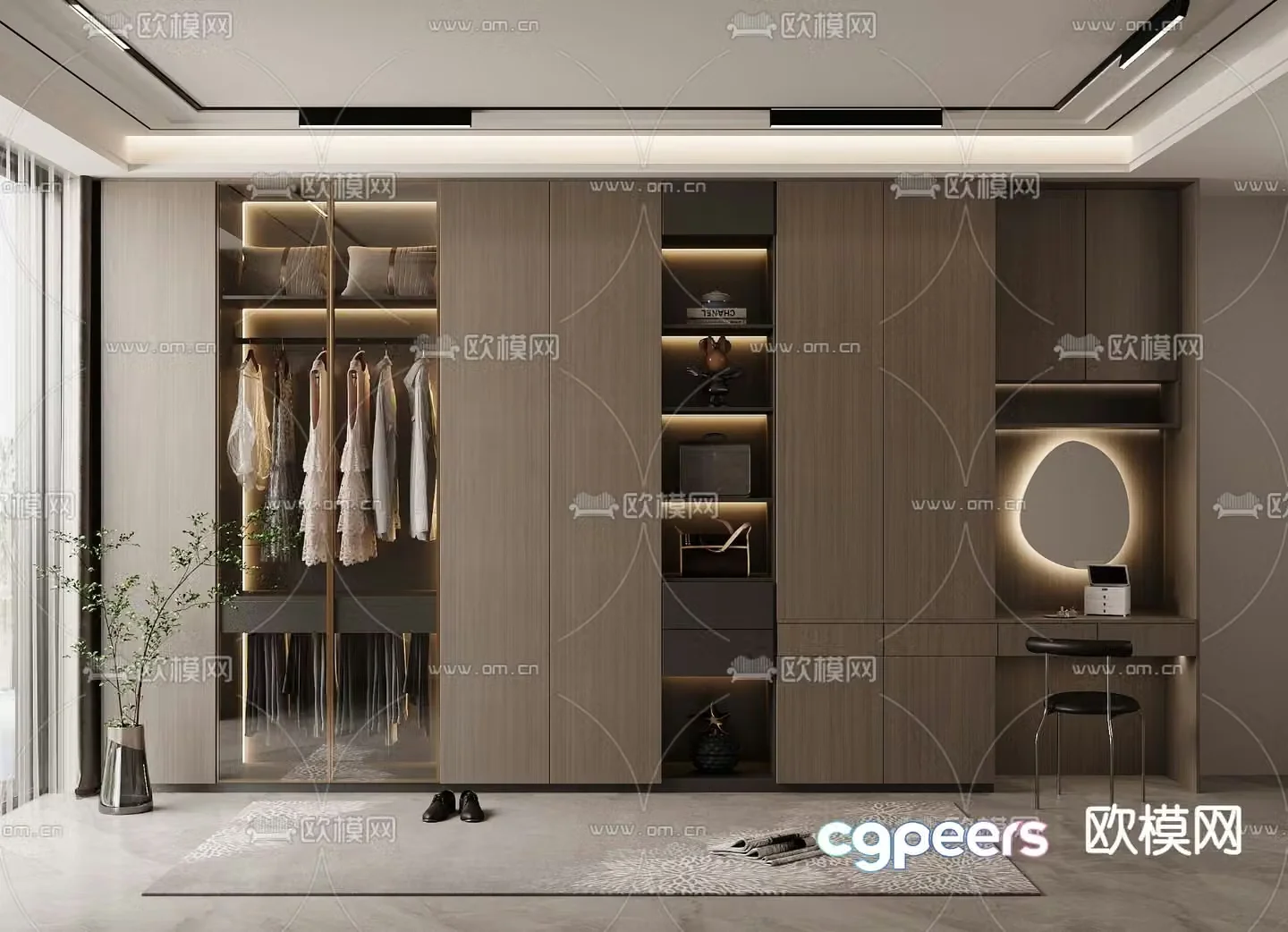 Modern wardrobe dresser integrated cabinet 3d model