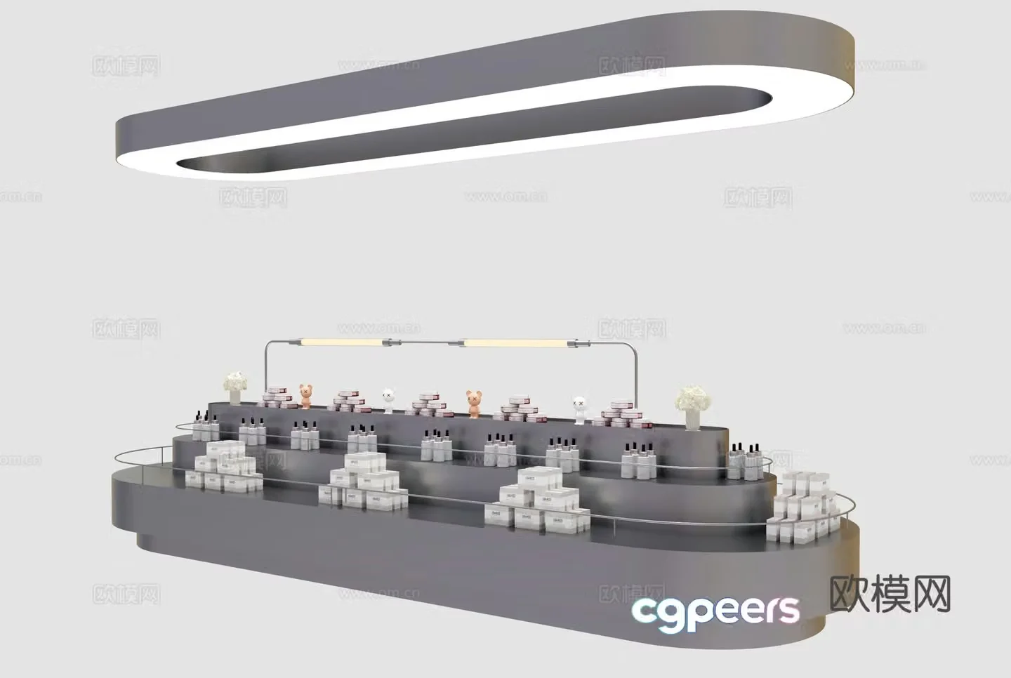 Island counter in modern store Island counter in cosmetics store Island display cabinet 3D model