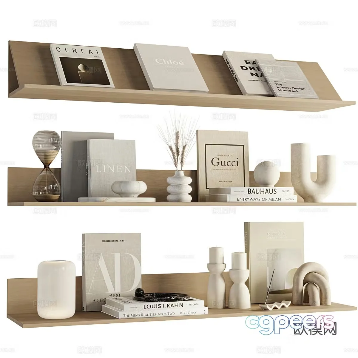 Wasabi wind layer board Bookshelf Log bookshelf Bookshelf Ornaments Bookshelf Ornaments Booksories 3D Model