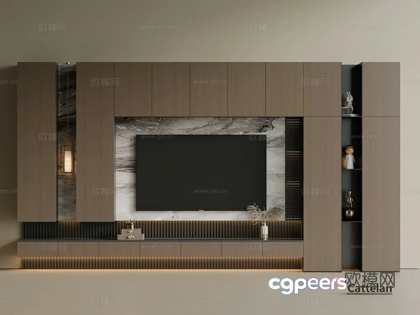 Light luxury Italian TV cabinet full-wall TV cabinet TV cabinet combination hanging TV cabinet 3D model