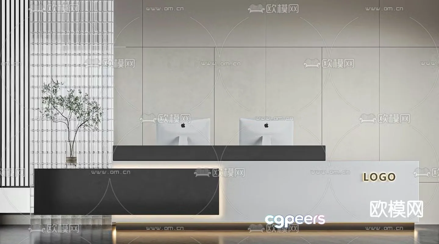 Front desk reception desk service desk 3d model