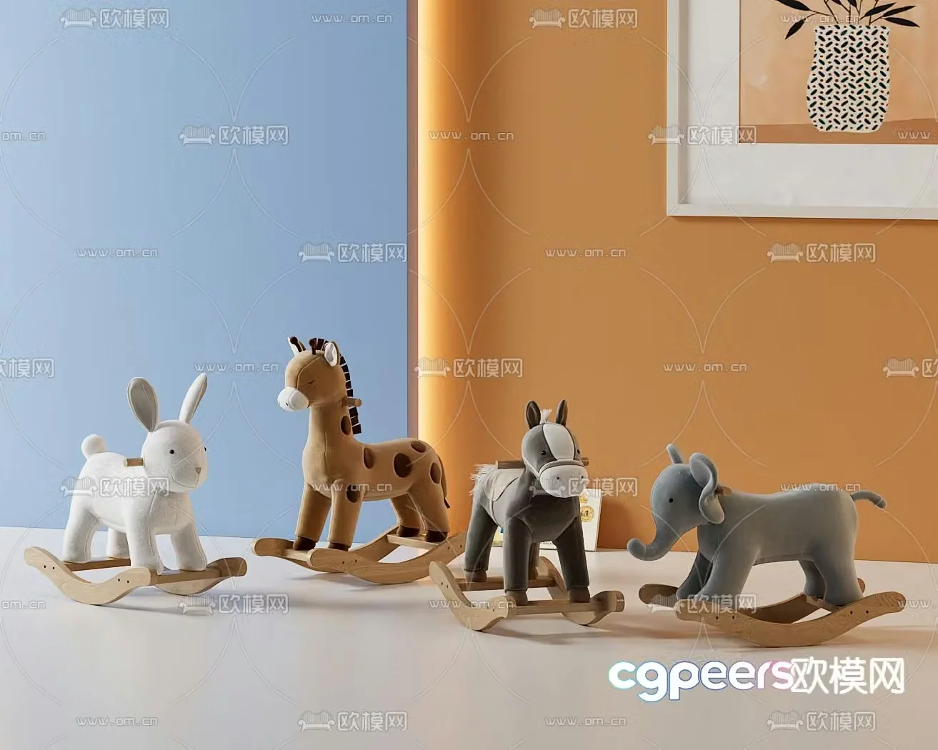children toys animal rocking chair 3d model