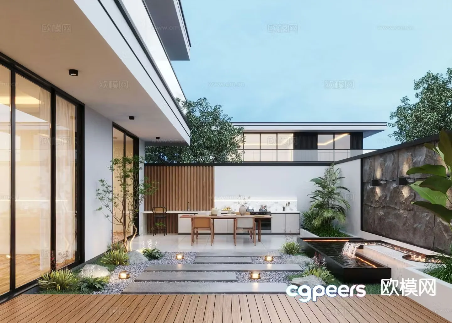 Courtyard landscape villa garden 3d model