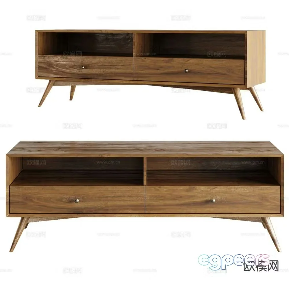walnut tv cabinet 3d model