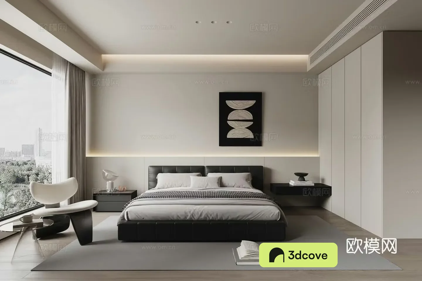 Modern minimalist bedroom master room