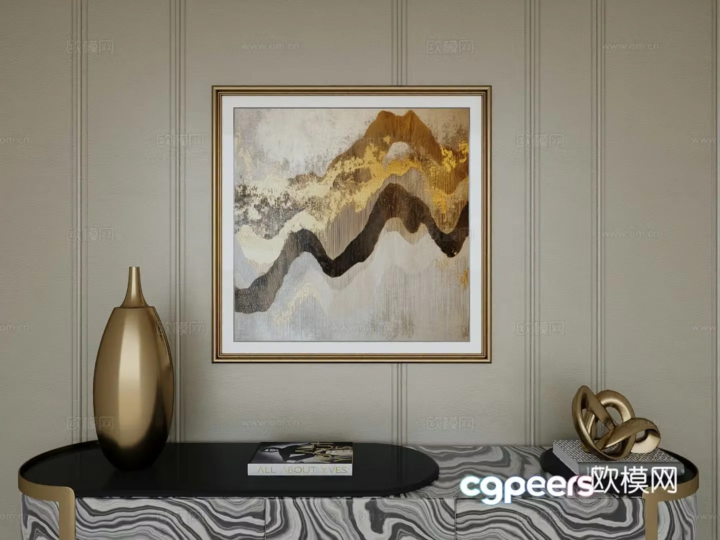 Italian light luxury high-end hanging painting 3D model