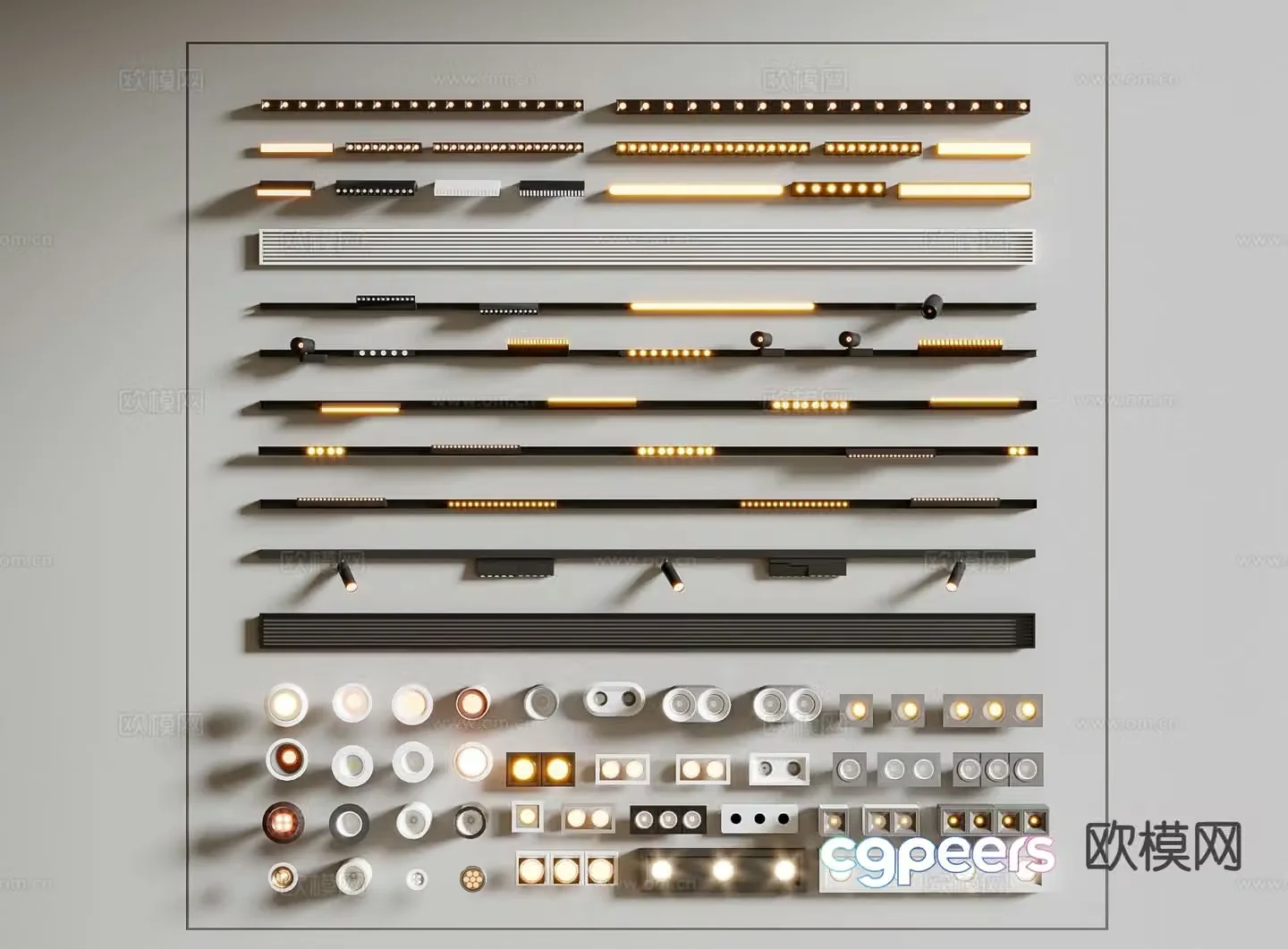 Modern downlight spotlight magnetic light track light 3d model