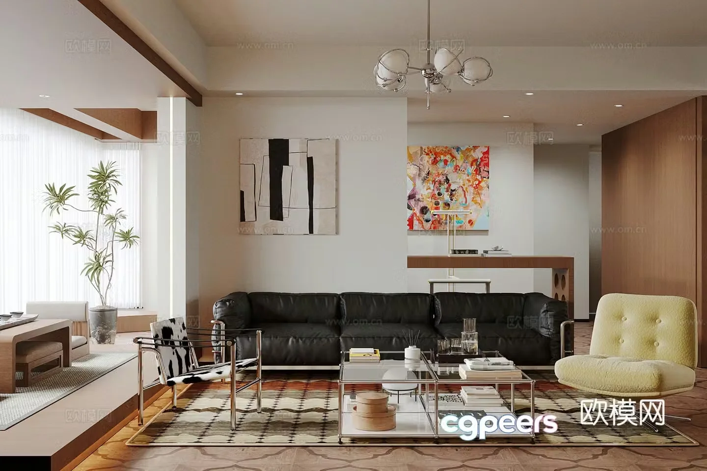 Modern medieval home living room medieval style living room retro style living room Bauhaus living room sofa chair 3d model