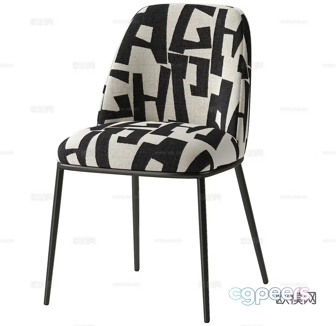 Simple dining chair Simple single chair Simple leisure chair Simple book chair Fabric book chair Fabric leisure 3D model