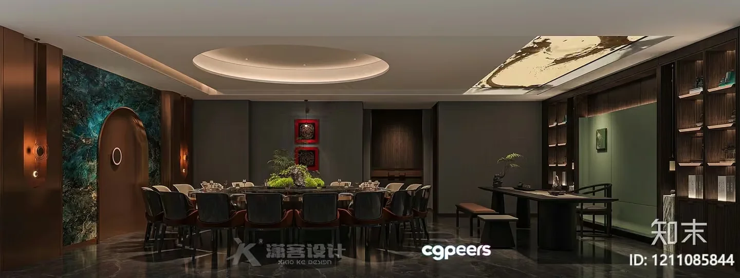 A Luxurious Dining Room With A Large Table And Chairs 3D Model – 3277 – VRAY Render