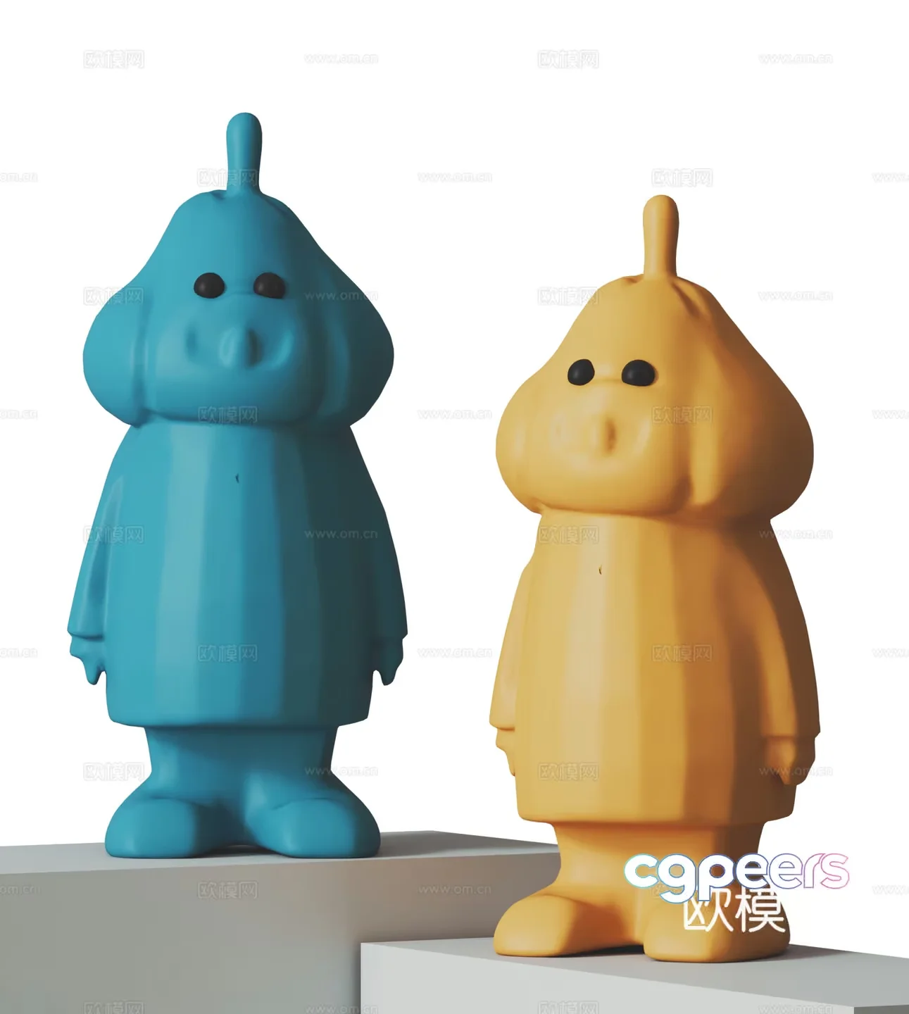 Two Cartoon Figures 3D Model – 17381 – VRAY Render