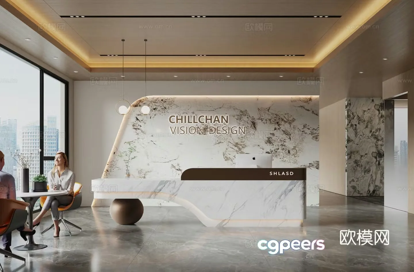 Modern company front desk 3D model