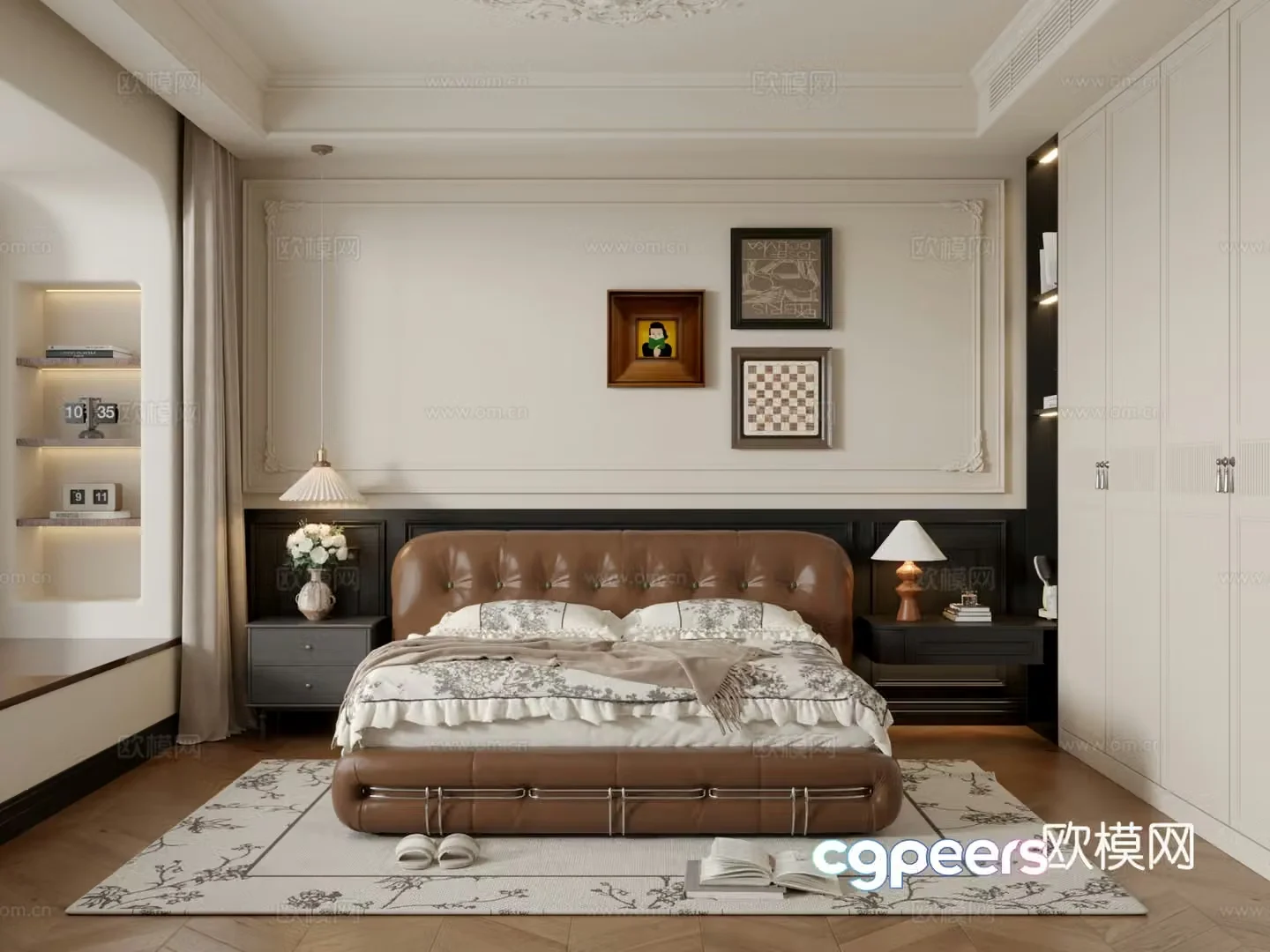 French retro bedroom 3d model