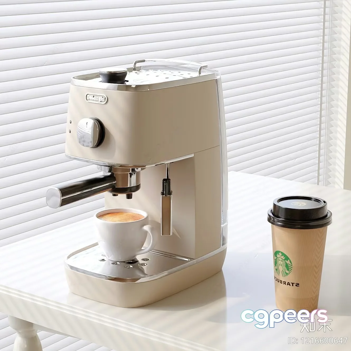 A Coffee Machine With A Starbucks Cup 3D Model – 15619 – CORONA Render