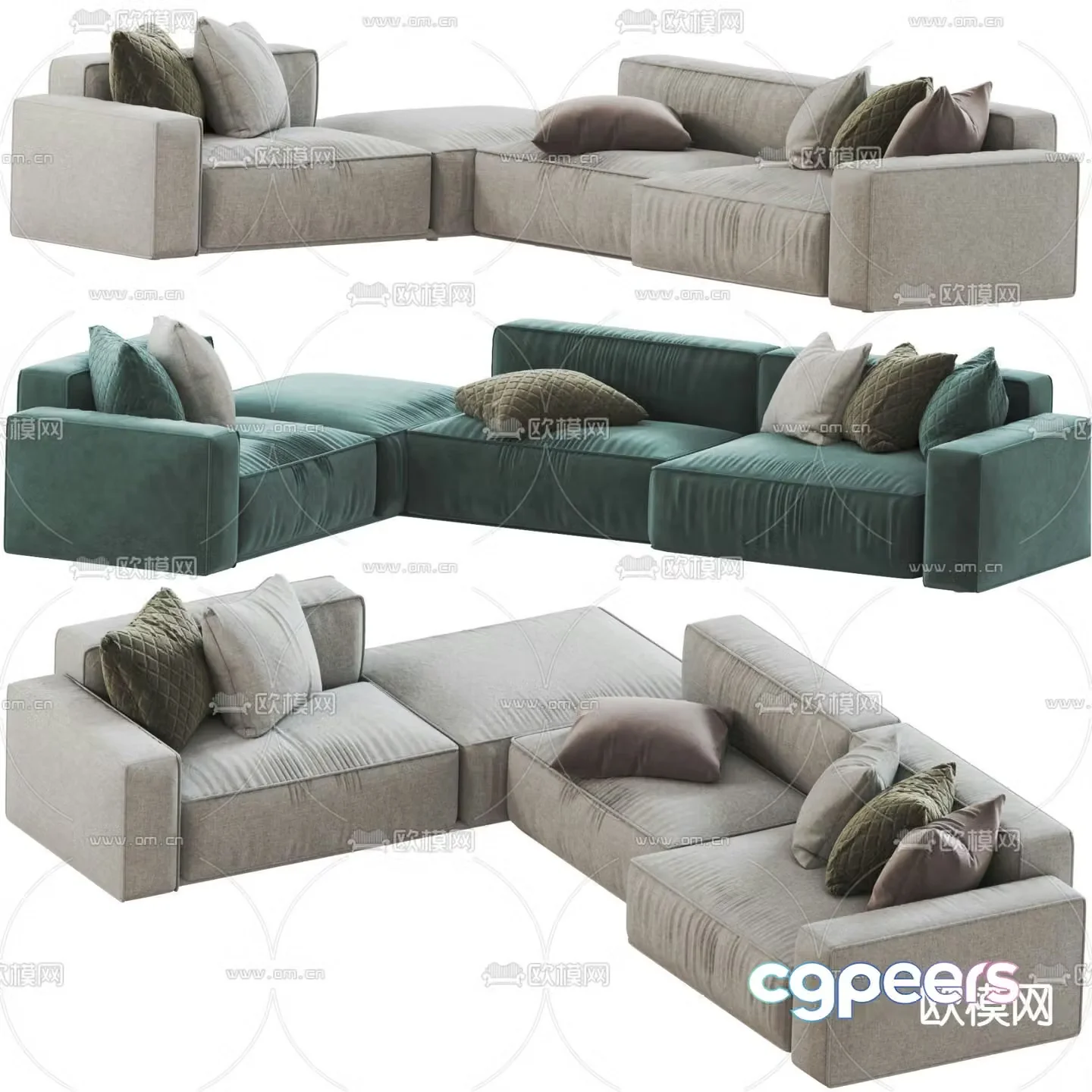 Poliform modern gray corner sofa 3d model