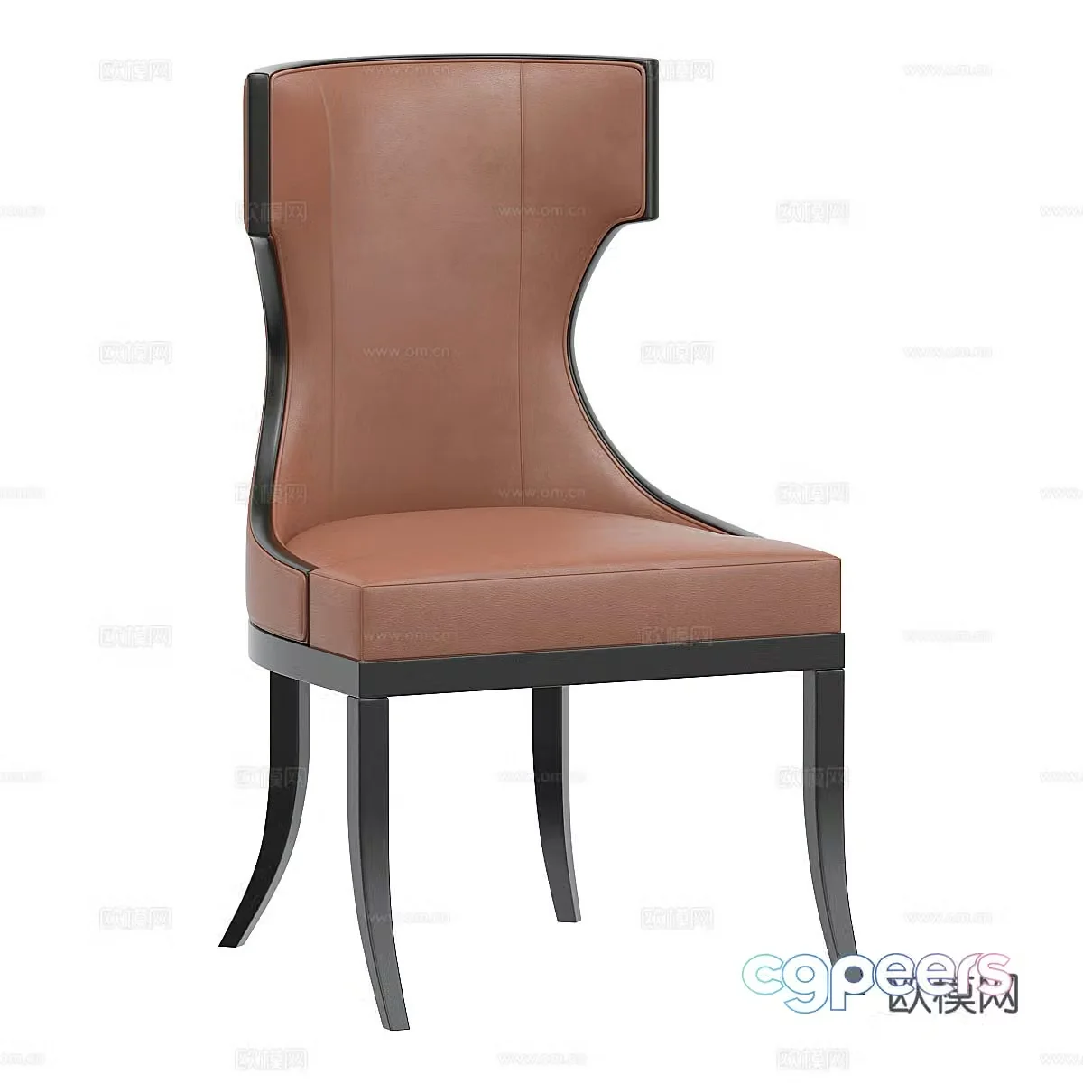 New Chinese leather dining chair 3D model
