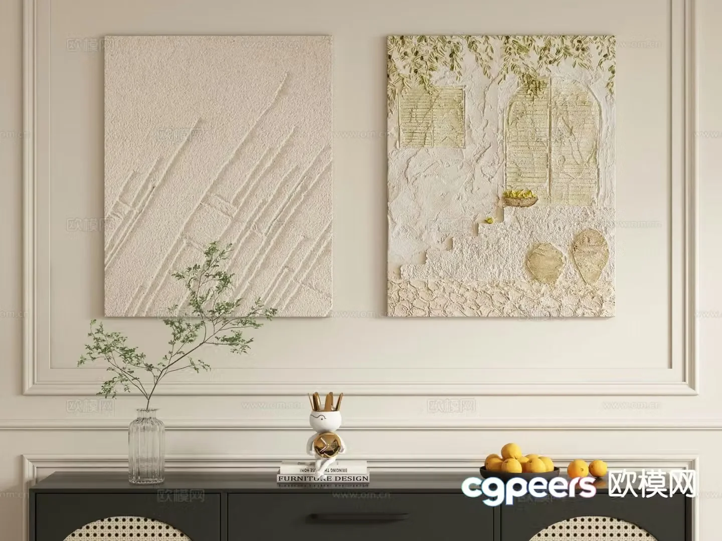 Texture painting decorative painting hanging painting 3d model