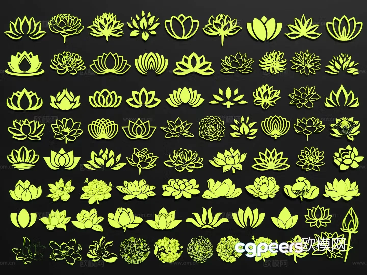 Modern lotus silhouette lotus leaf carving lotus pattern lotus wall decoration pendant flower decoration 3d model