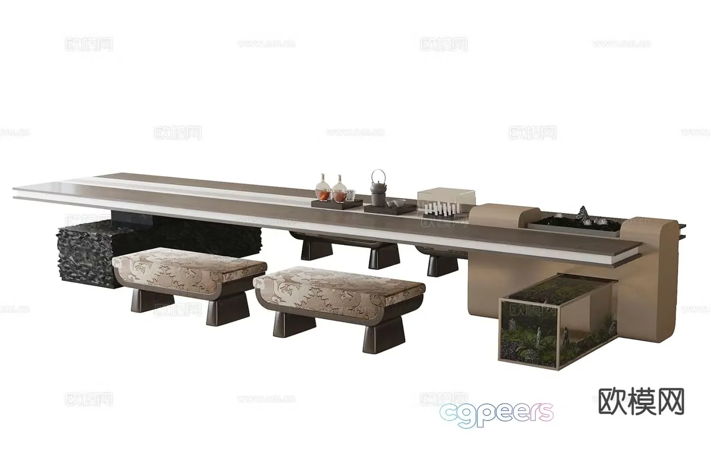 New Chinese style tea table tea table 3d model