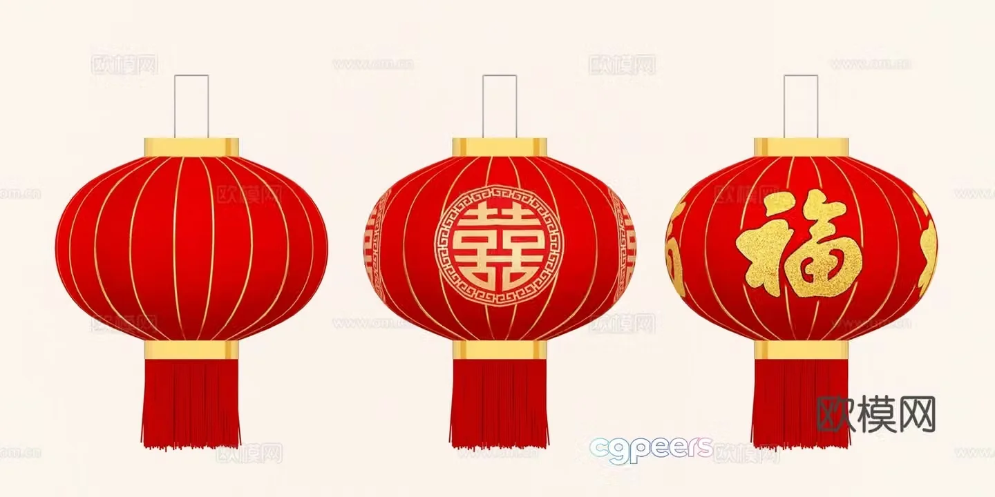 Chinese lantern red lantern national trend lantern Spring Festival lantern 3d model
