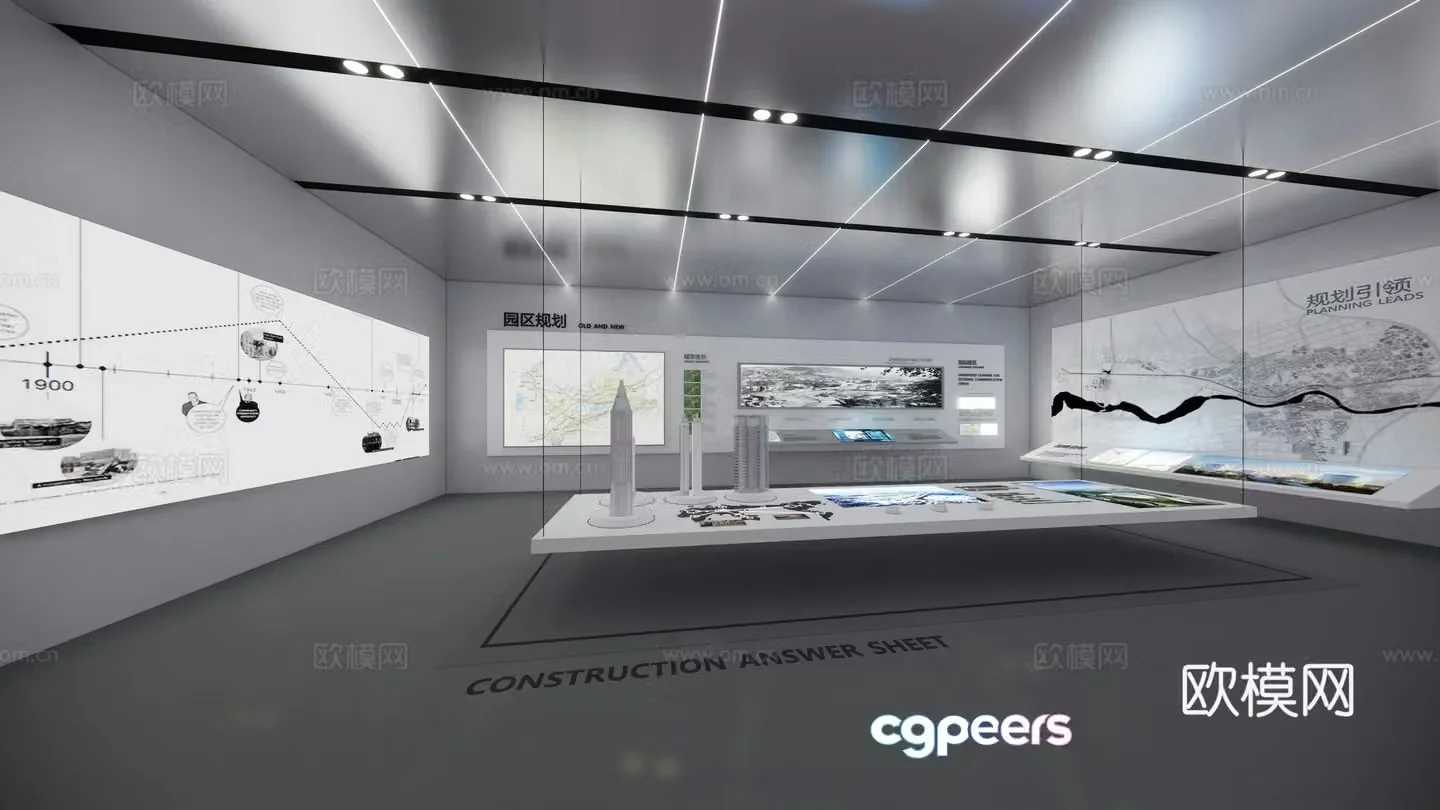 Modern tech exhibition hall 3d model