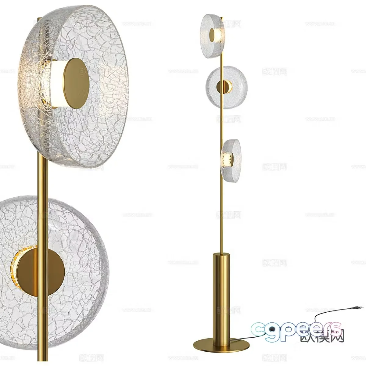 New Chinese style light luxury Glacier Crackle glass floor lamp 3D model
