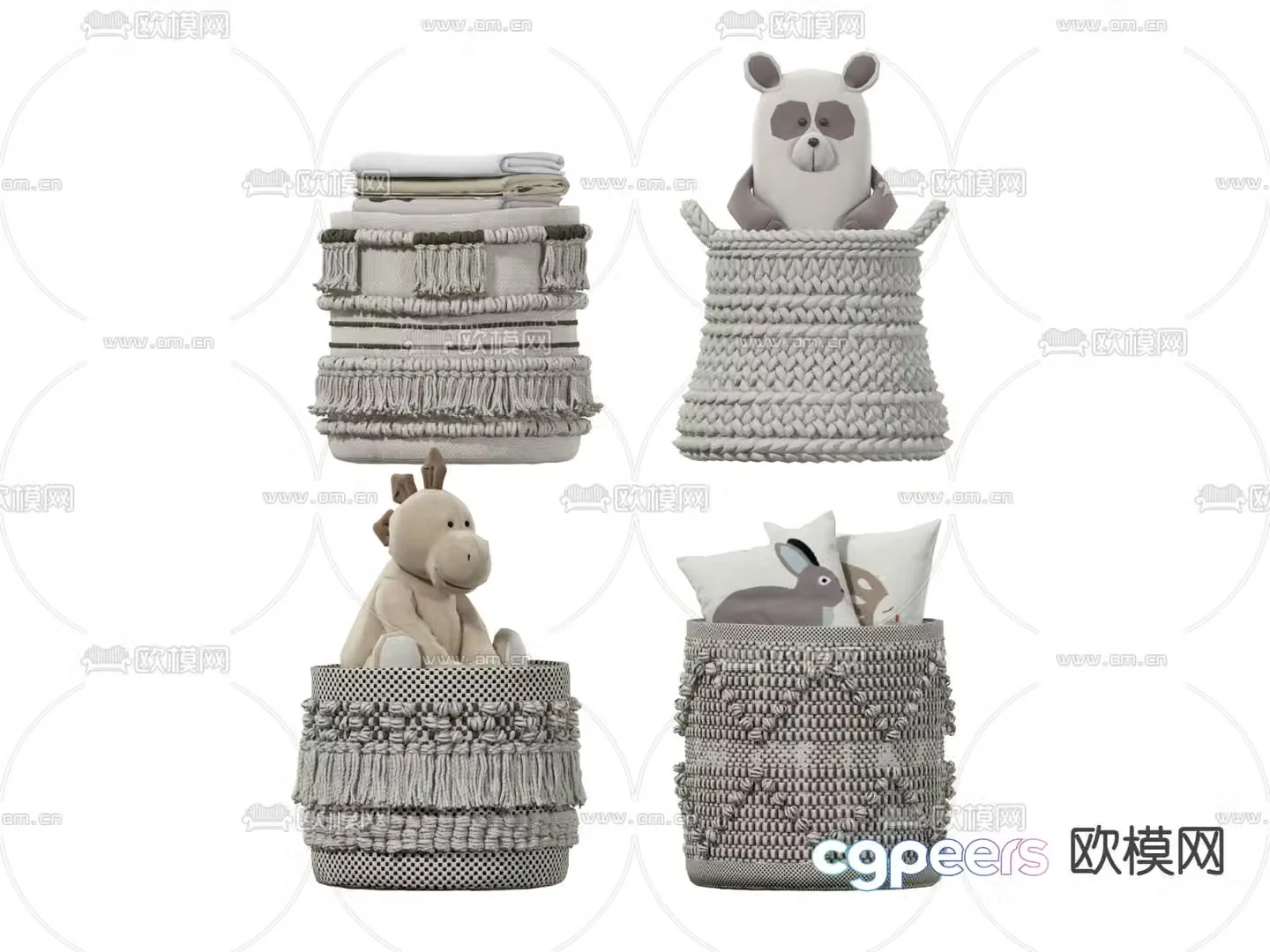 Modern children’s toy doll storage basket 3D model