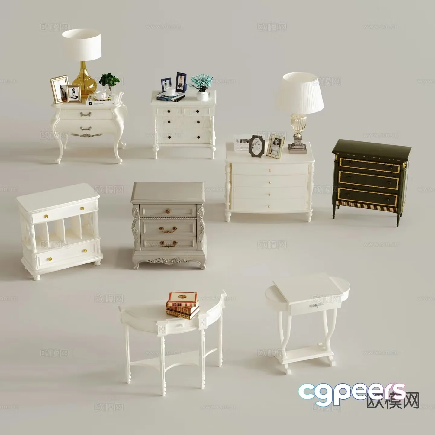 Simple European bedside table 3d model