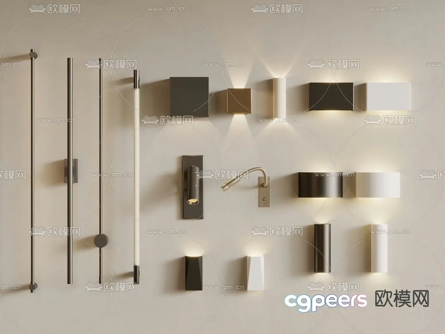 Modern wall light metal wall light linear wall light 3d model