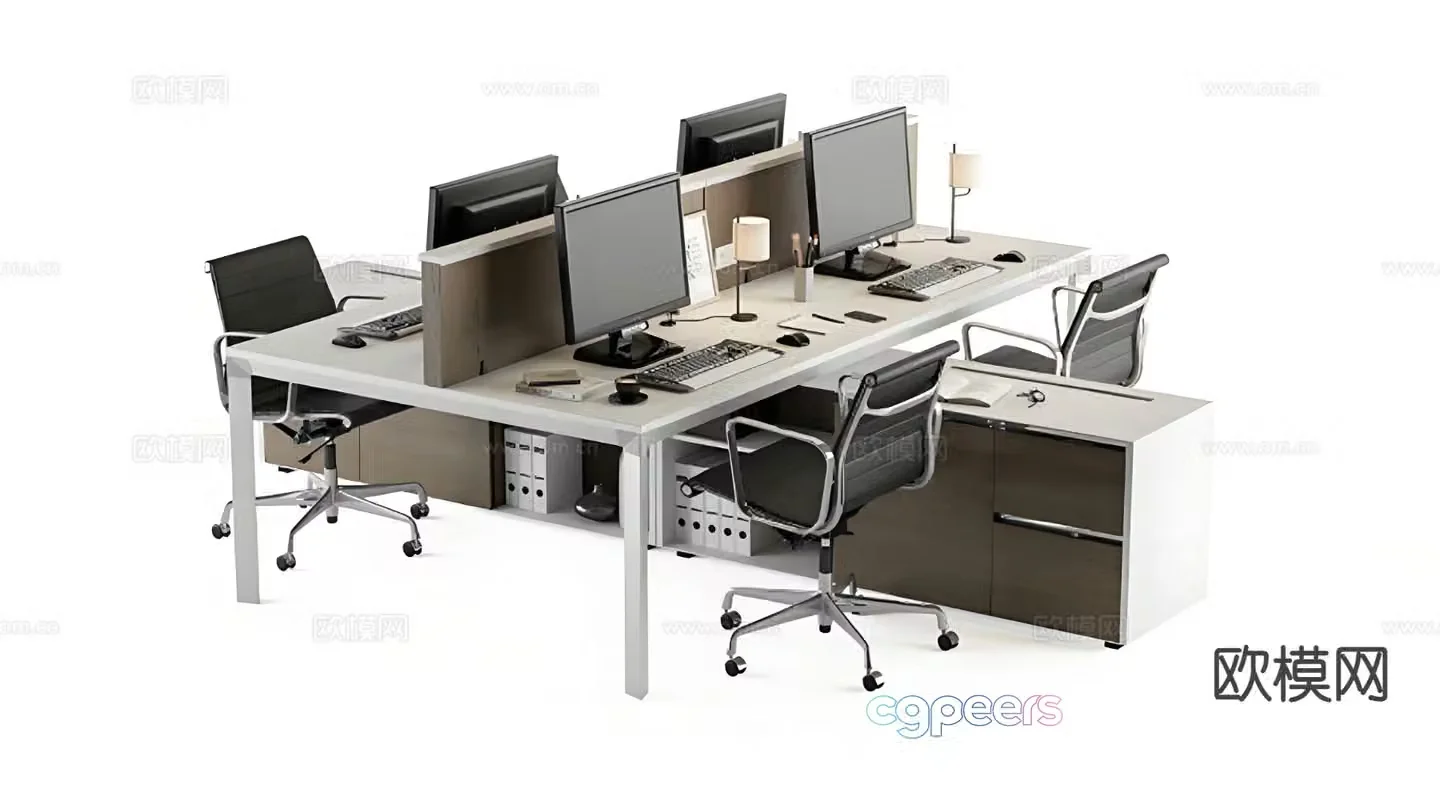Screen card position workstation desk computer desk 3D model