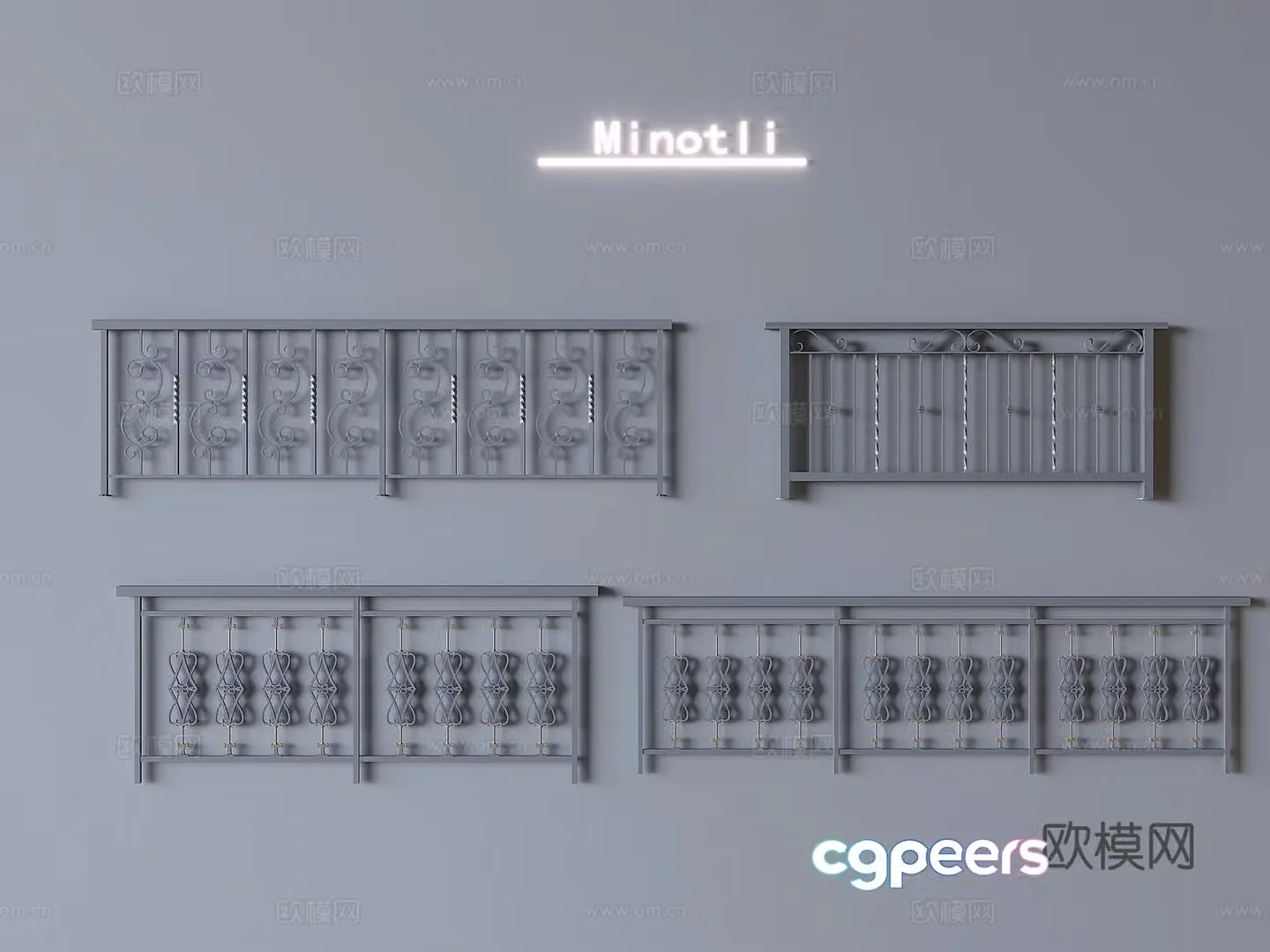 Railing Glass Railing Metal Railing 3d Model