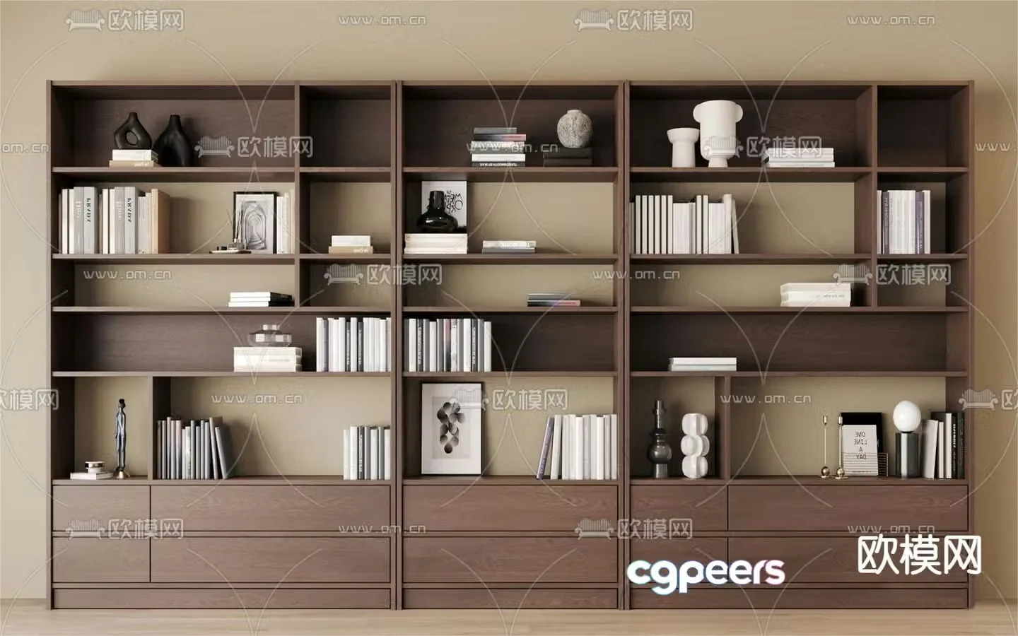 Middle-aged bookcase decorative cabinet 3d model
