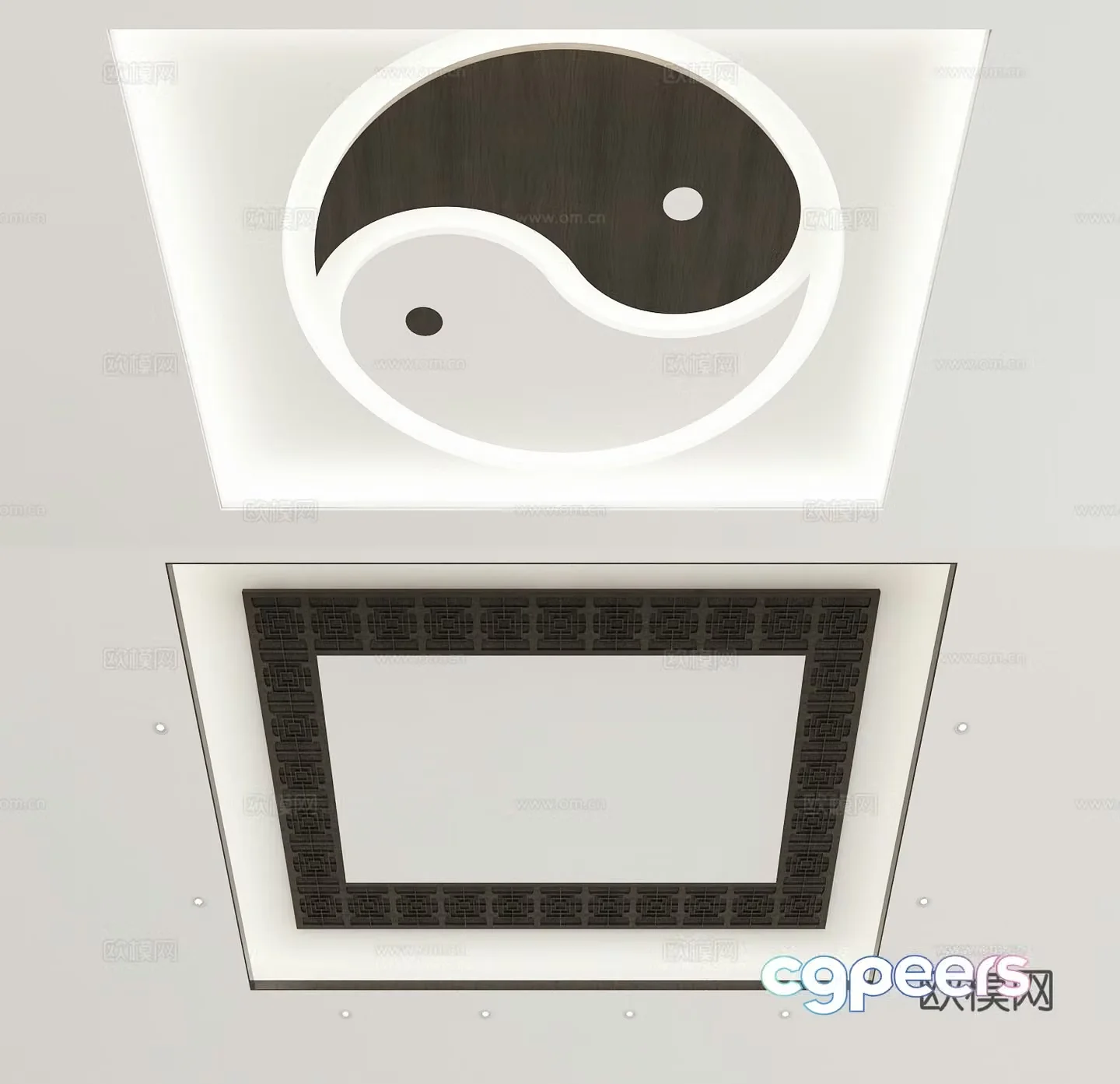 New Chinese style ceiling Tai Chi pattern ceiling 3D model