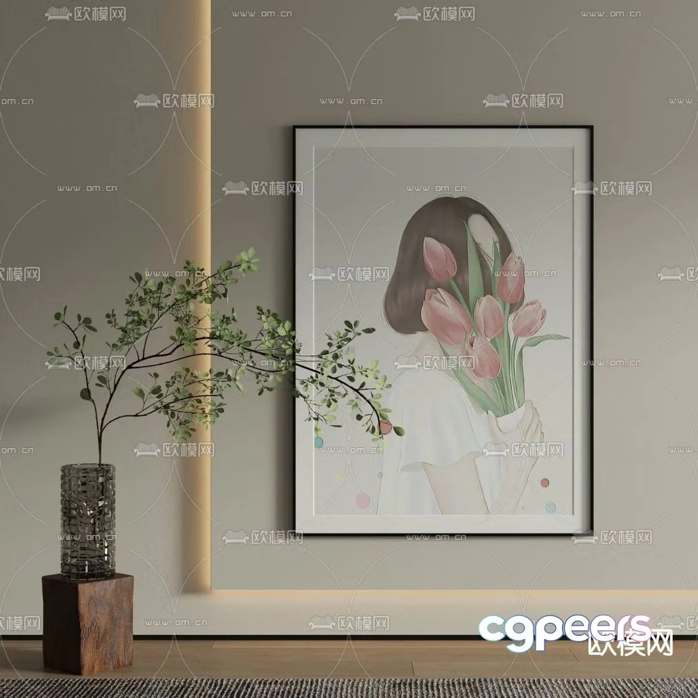 Figure painting Art painting Decorative painting 3d model