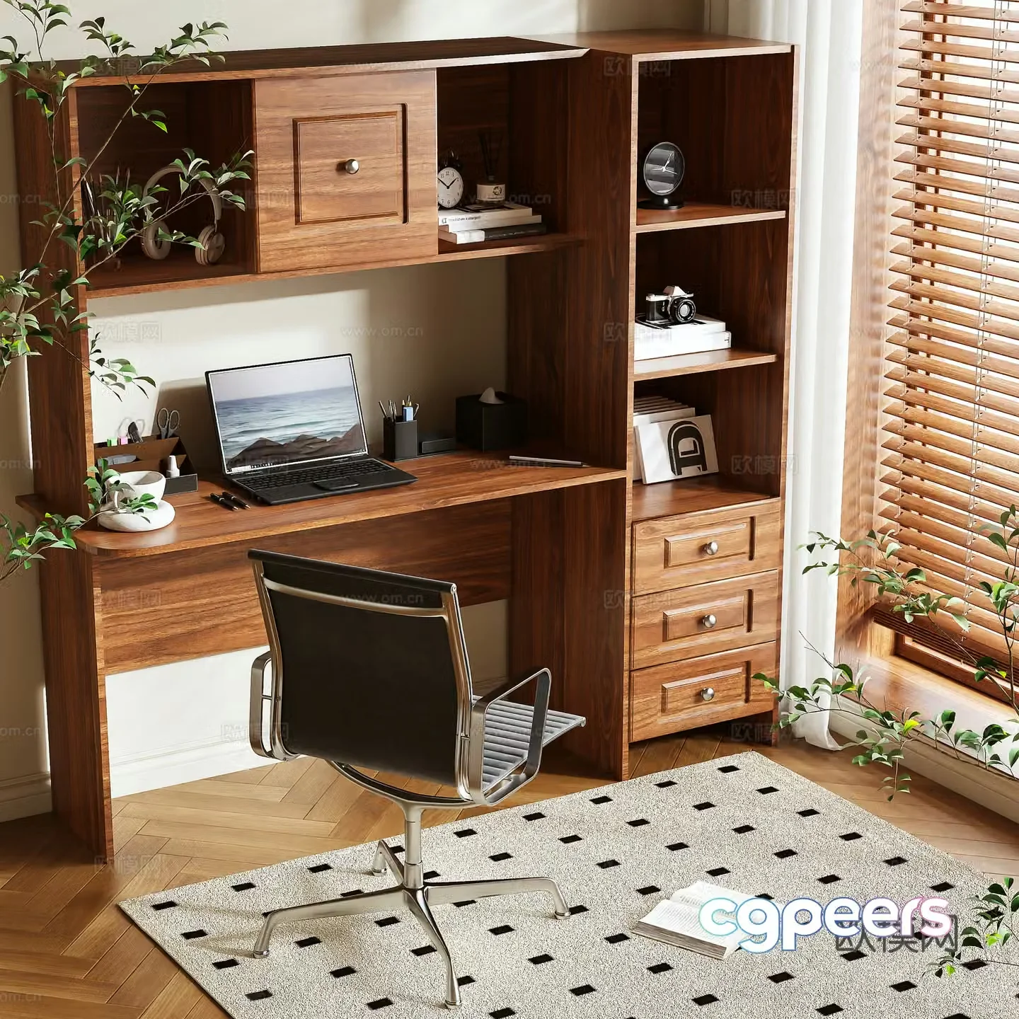 Middle-aged style desk 3d model