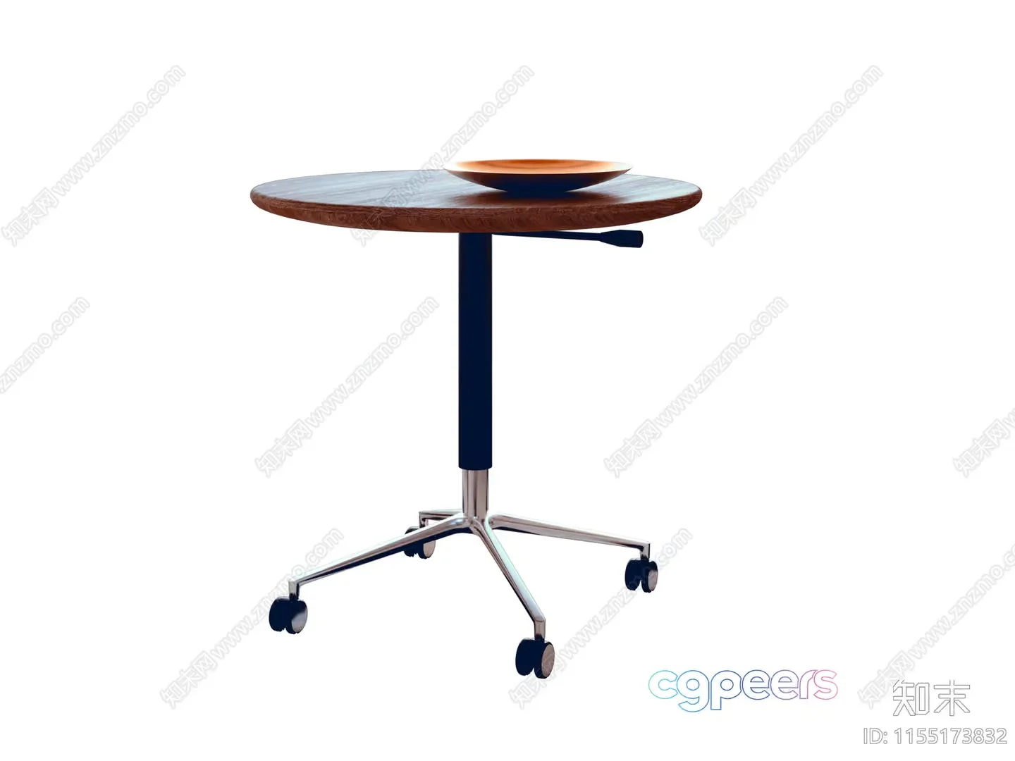 Small Table With A Round Wooden Top And A Metal Base 3D Model – 8861 – VRAY Render