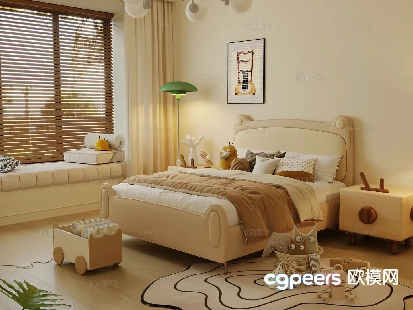 Cream style children’s bed child’s bed 3d model
