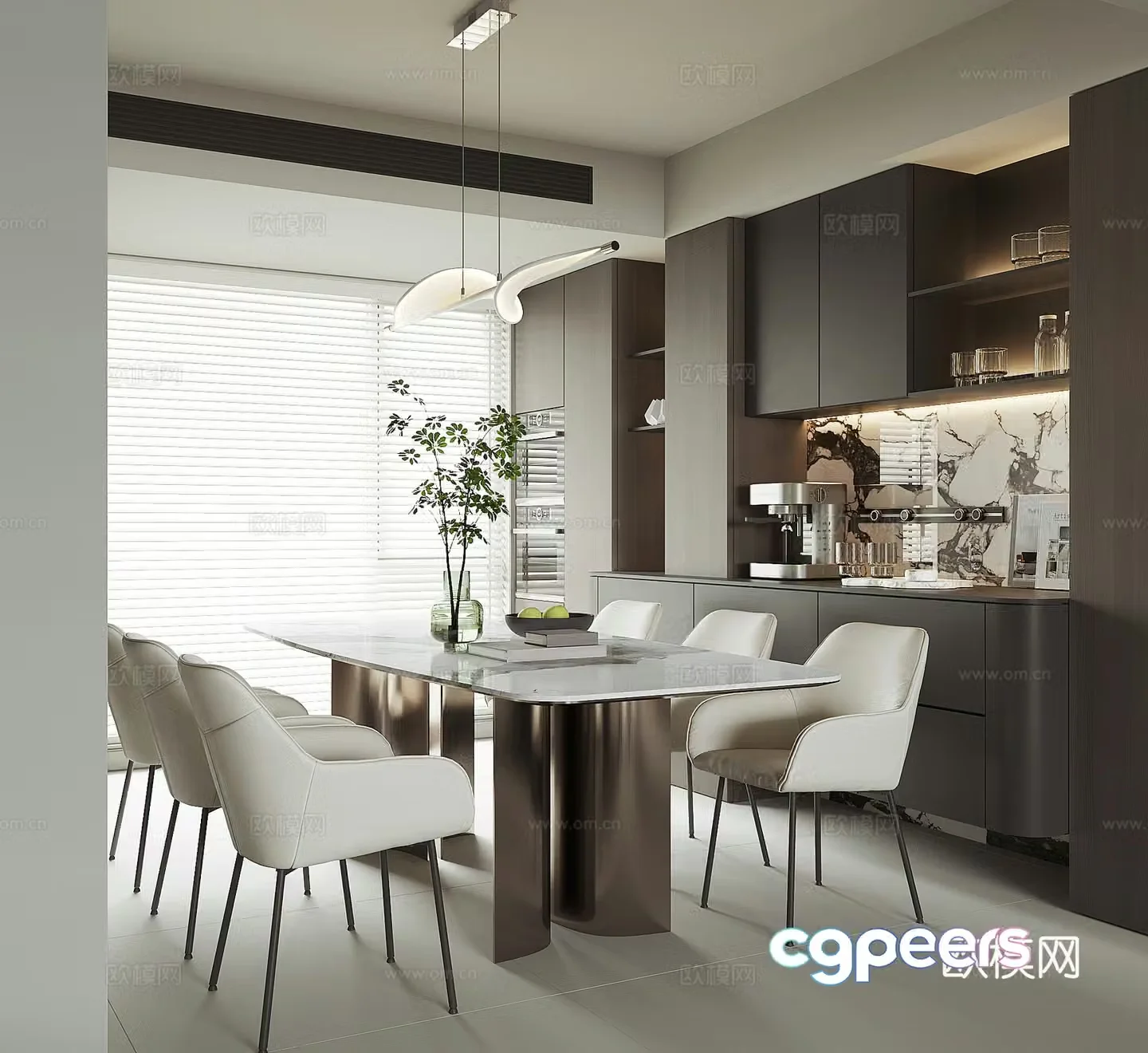 Modern home restaurant 3d model