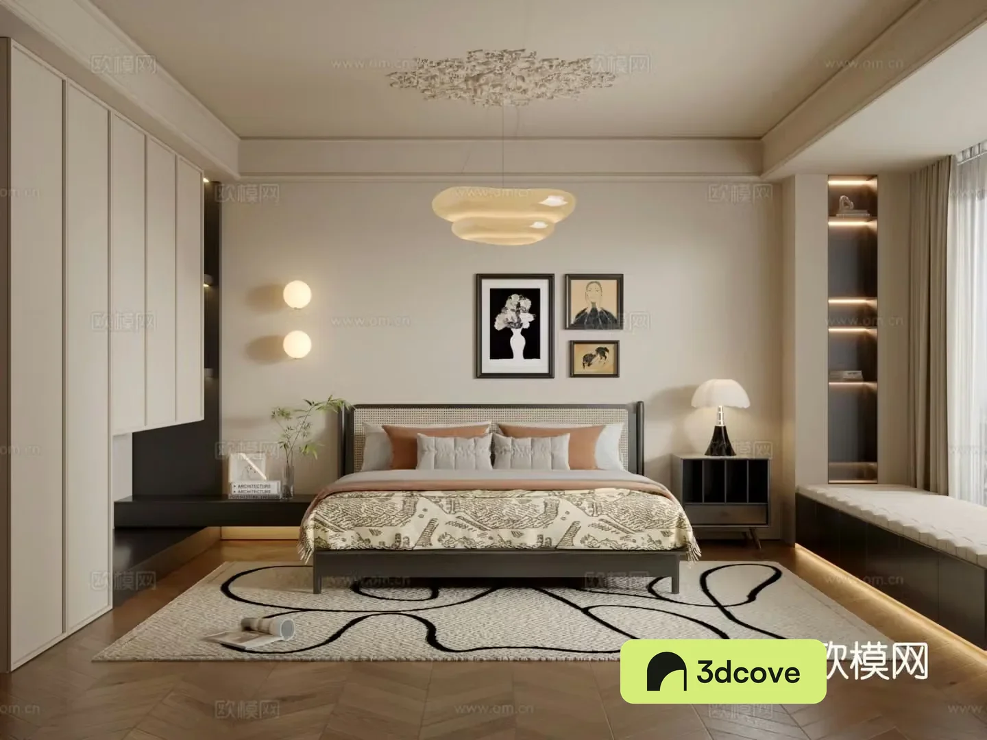 Middle style master bedroom 3D model