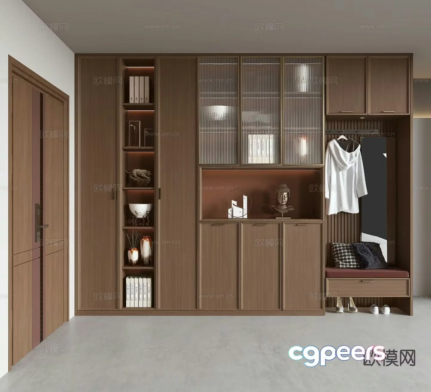 New Chinese style entry shoe cabinet entrance shoe cabinet 3D model