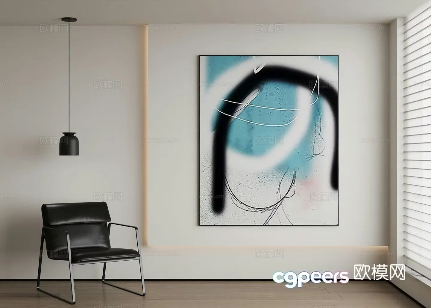 Modern abstract painting decorative painting 3d model