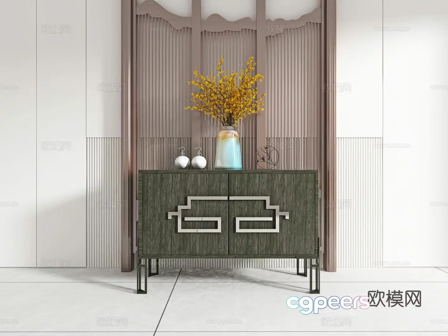 Chinese style entrance cabinet side cabinet 3D model