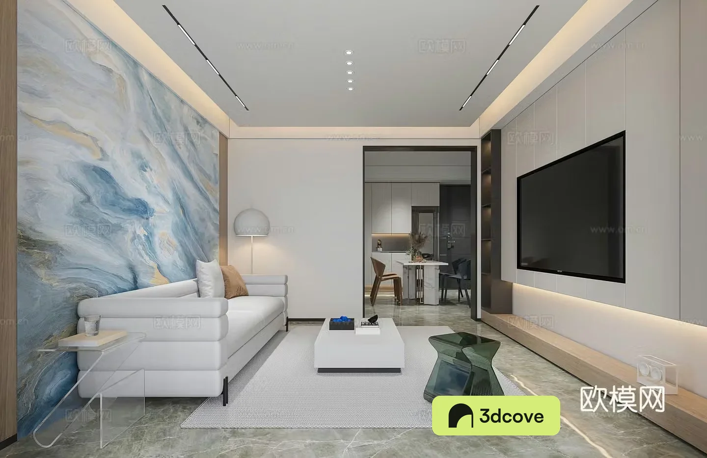 Modern living and dining room