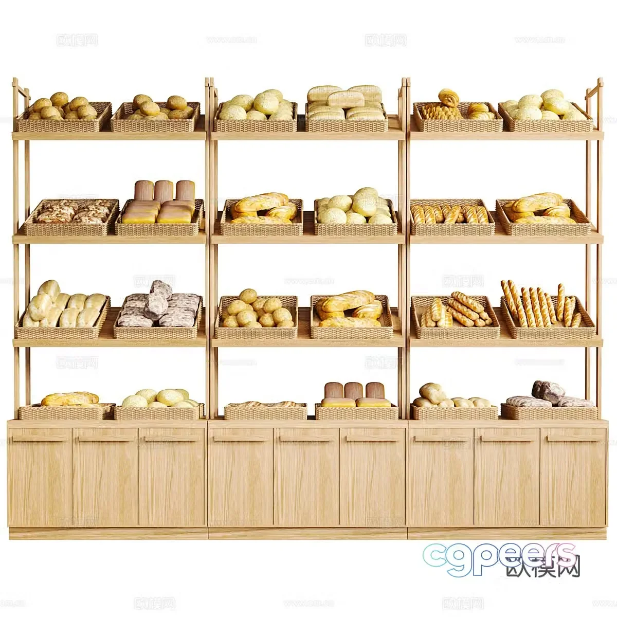 Bread Cake Display Cabinet Fresh Cabinet 3D Model