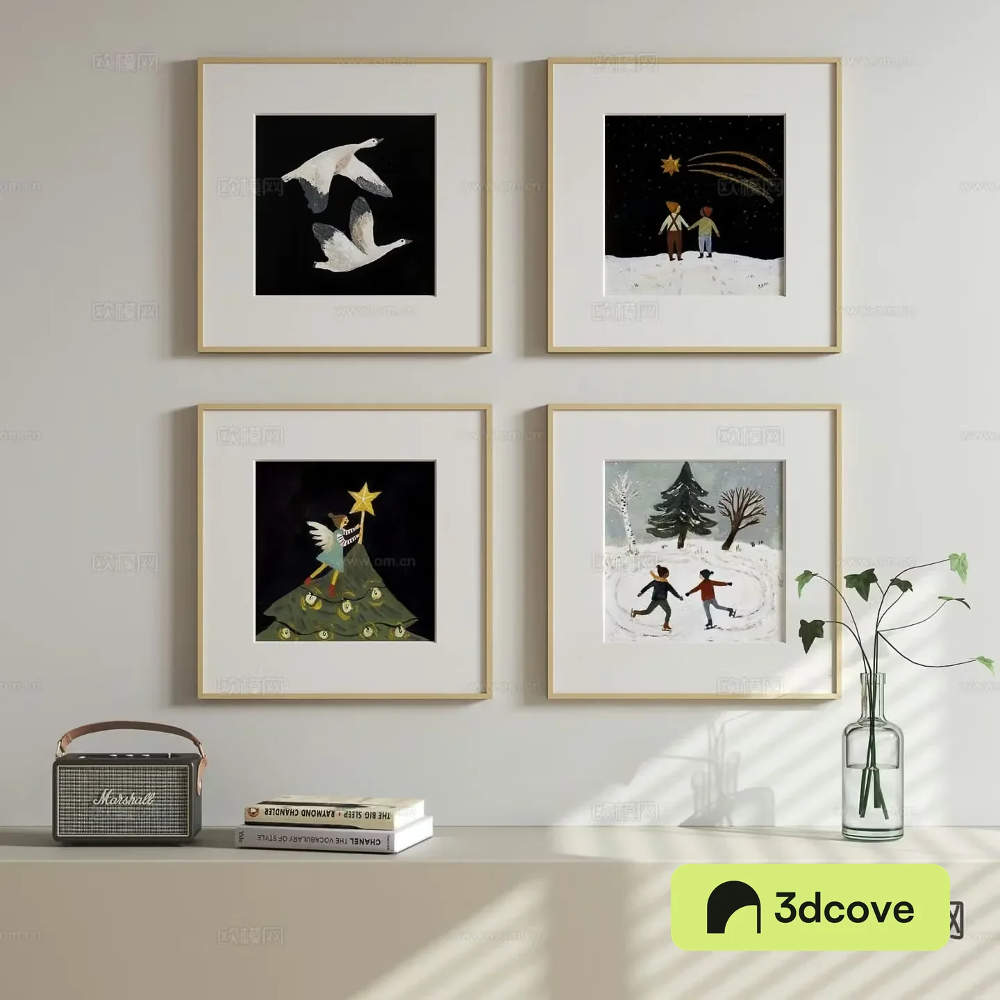 Nordic cartoon hanging painting combination painting character painting cartoon painting
