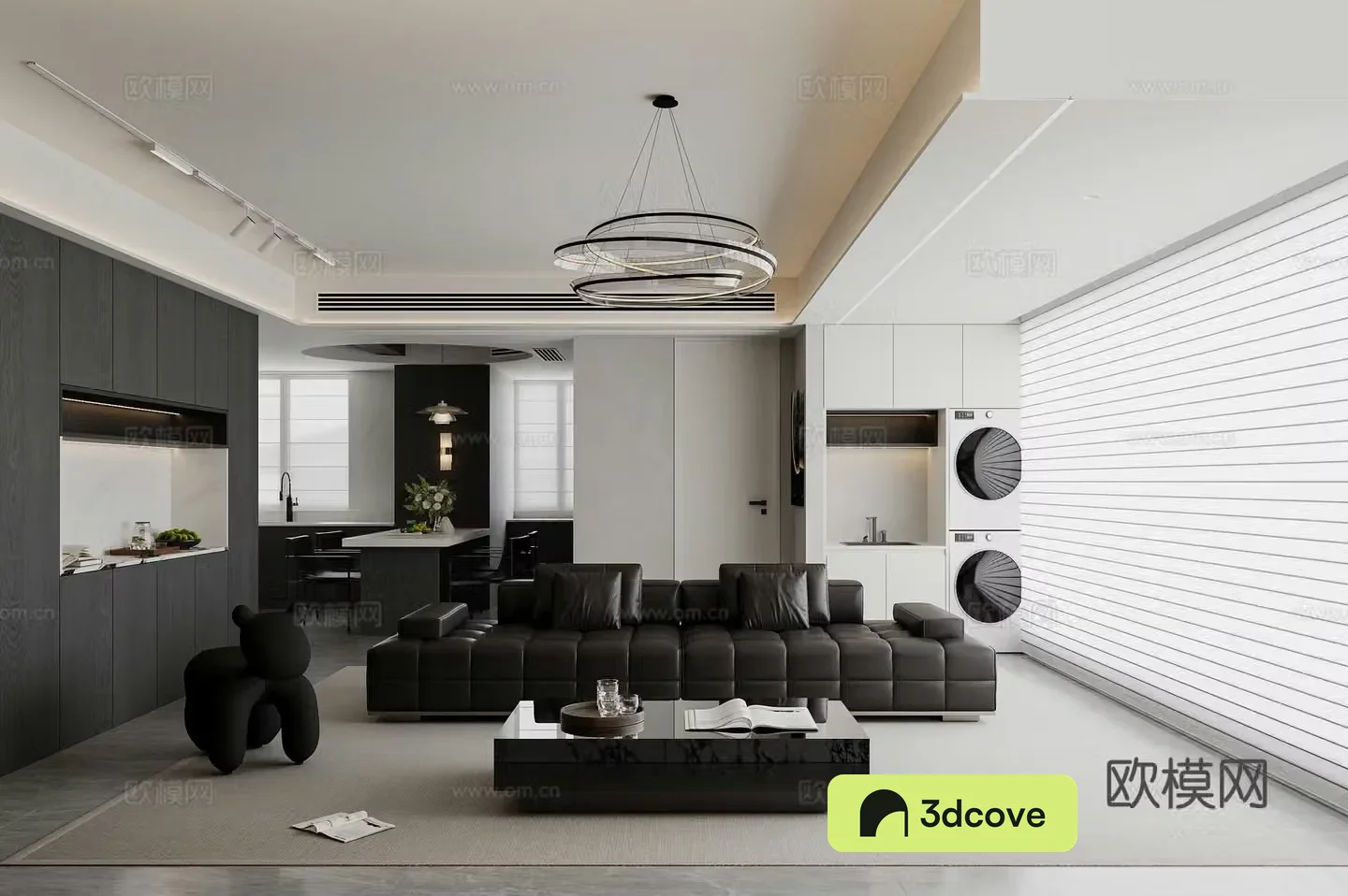 Modern living and dining room